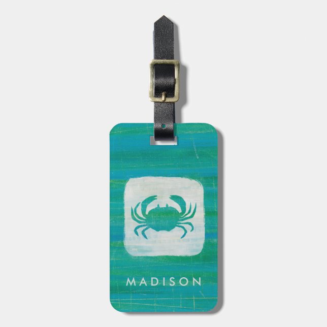 Coastal | Aqua Crab Luggage Tag (Front Vertical)