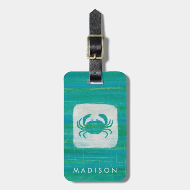 Coastal | Aqua Crab Luggage Tag (Front Vertical)