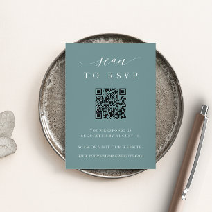 Coastal Aqua QR Code Wedding RSVP Enclosure Card