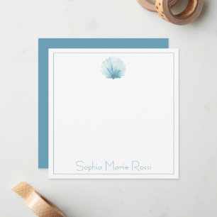 Coastal Aqua Scallop Seashell Personalised Card