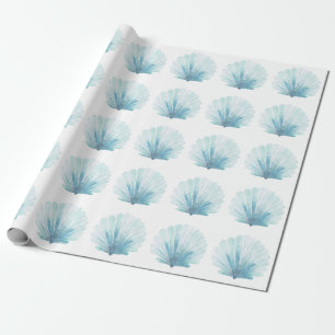 Coastal Aqua Scallop Seashell Wrapping Paper