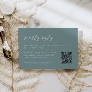 Coastal Aqua Wedding QR Code RSVP Card