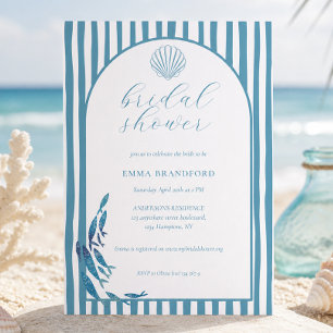 Coastal Arch Blue White Bridal Shower  Invitation