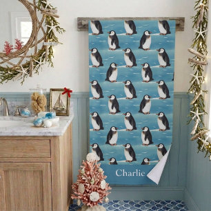 Coastal Arctic Animal Penguin Bath Towel
