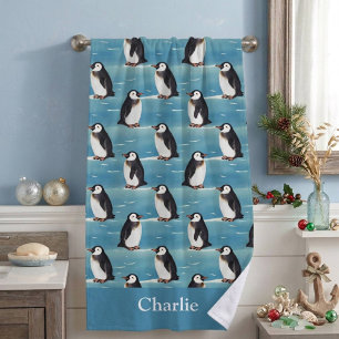 Coastal Arctic Animal Penguin Beach Towel