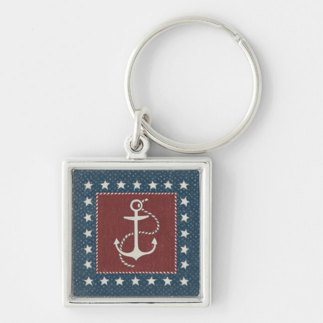 Coastal Art | Anchor on Red Key Ring (Front)