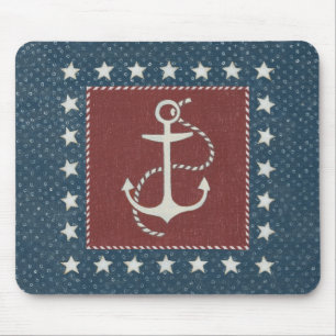 Coastal Art   Anchor on Red Mouse Mat