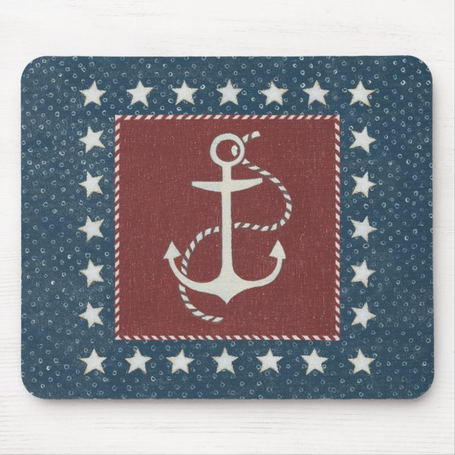 Coastal Art | Anchor on Red Mouse Mat (Front)