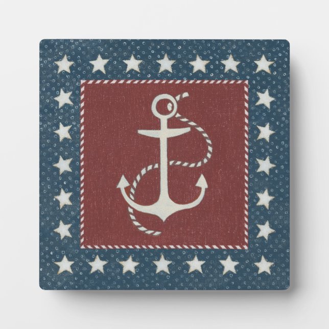 Coastal Art | Anchor on Red Plaque (Front)