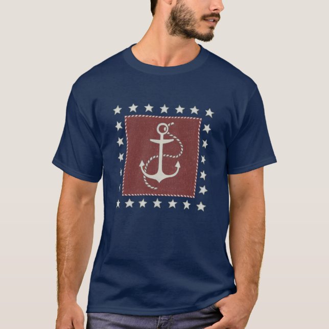 Coastal Art | Anchor on Red T-Shirt (Front)