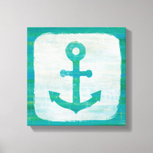 Coastal Art   Aqua Anchor Canvas Print