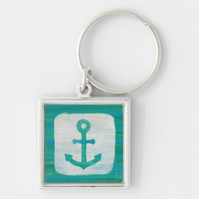 Coastal Art | Aqua Anchor Key Ring (Front)