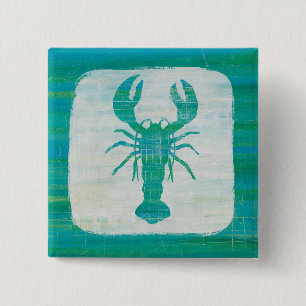 Coastal Art Aqua Lobster 15 Cm Square Badge