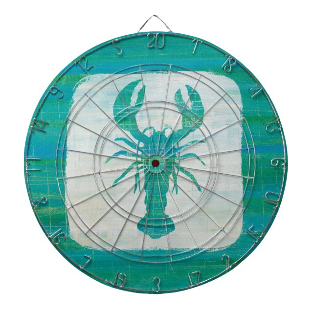 Coastal Art | Aqua Lobster Dartboard (Front)