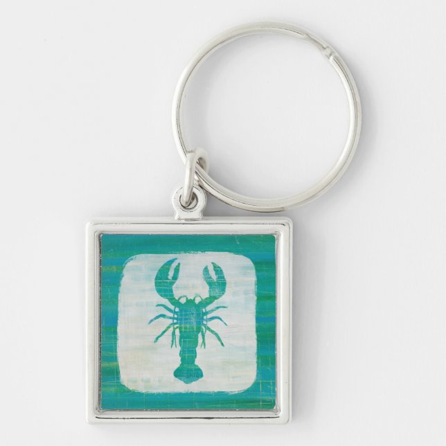 Coastal Art | Aqua Lobster Key Ring (Front)