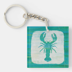 Coastal Art   Aqua Lobster Key Ring