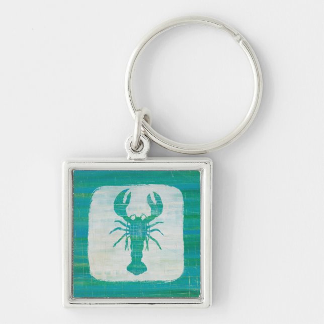 Coastal Art | Aqua Lobster Key Ring (Front)