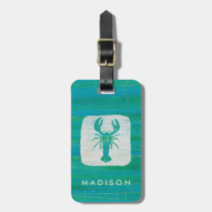 Coastal Art Aqua Lobster Luggage Tag