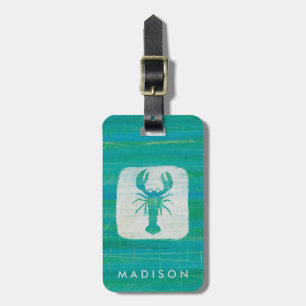 Coastal Art   Aqua Lobster Luggage Tag