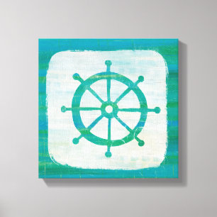 Coastal Art   Aqua Steering Wheel Canvas Print