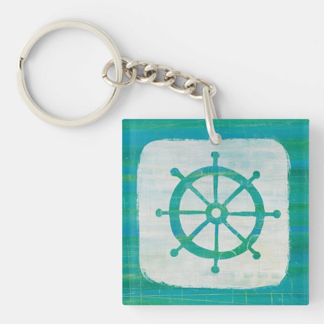 Coastal Art | Aqua Steering Wheel Key Ring (Front)