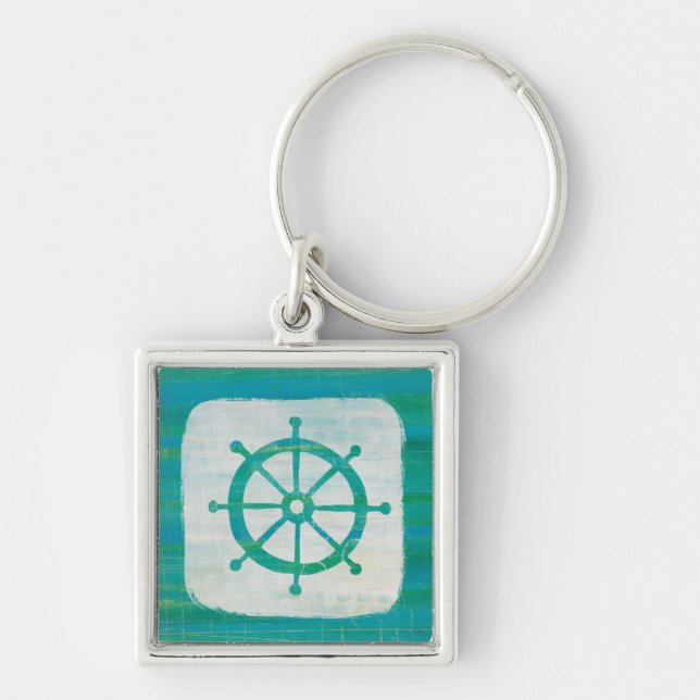 Coastal Art | Aqua Steering Wheel Key Ring (Front)
