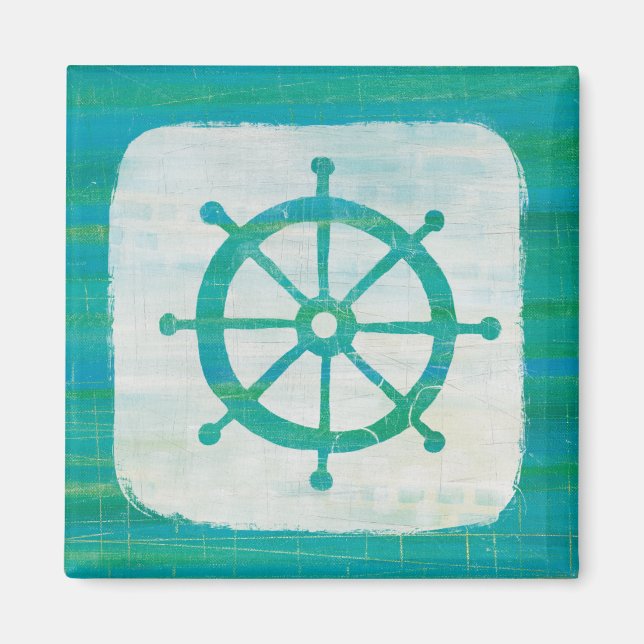 Coastal Art | Aqua Steering Wheel Magnet (Front)