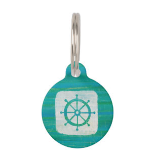 Coastal Art Aqua Steering Wheel Pet Tag