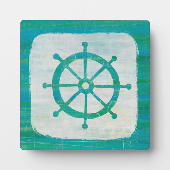 Coastal Art | Aqua Steering Wheel Plaque (Front)