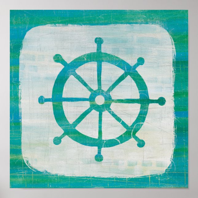 Coastal Art | Aqua Steering Wheel Poster (Front)