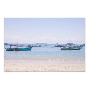 Coastal Art Blue Sea and Boats Photograph