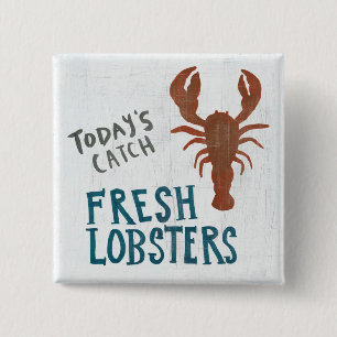 Coastal Art Fresh Lobsters 15 Cm Square Badge