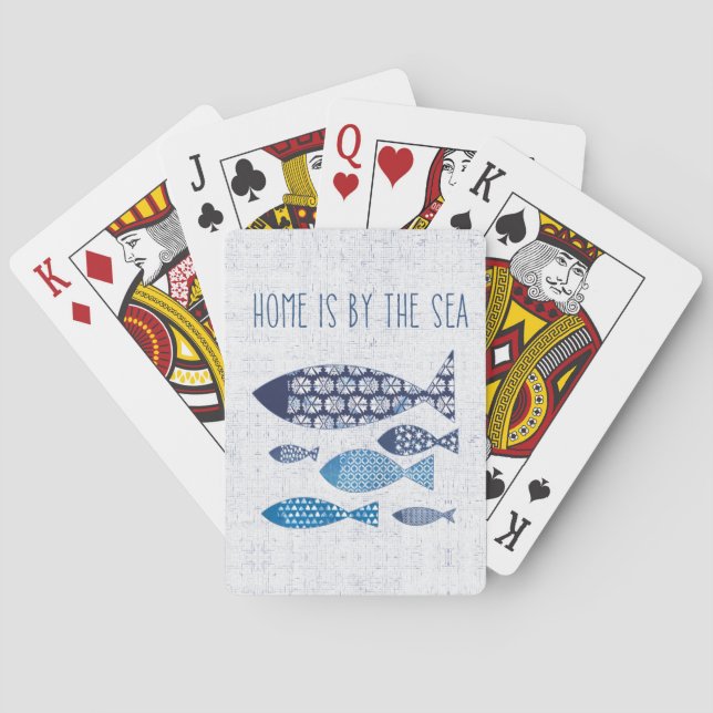 Coastal Art | Home is By the Sea Playing Cards (Back)