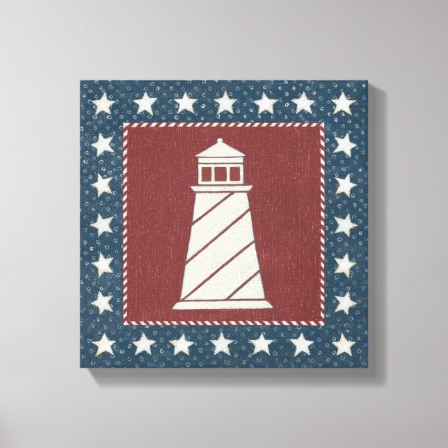 Coastal Art | Lighthouse on Red Canvas Print (Front)