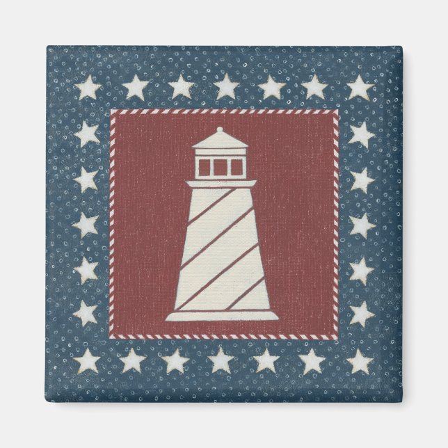 Coastal Art | Lighthouse on Red Magnet (Front)