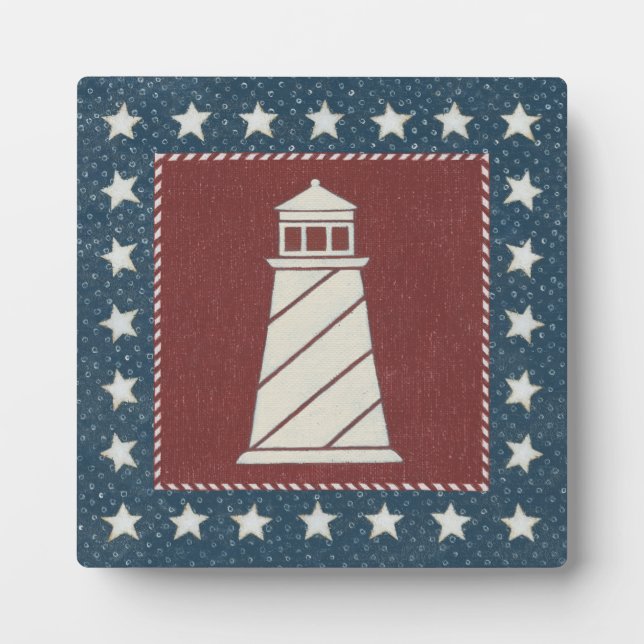 Coastal Art | Lighthouse on Red Plaque (Front)