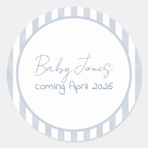 Coastal Baby Ahoy Its a Boy Baby Shower Classic Round Sticker