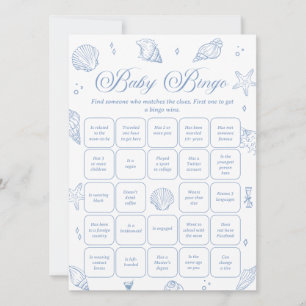 Coastal Baby Shower Find the Guest Bingo Game Card