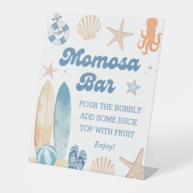 Coastal Baby Shower Momosa Bar Pedestal Sign (Front)