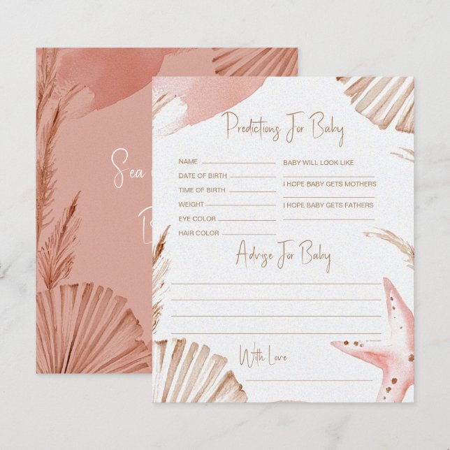 Coastal Baby Shower Predication Game Advice Cards (Front/Back)