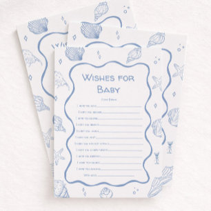 Coastal Baby Shower Wishes for Baby Game Card