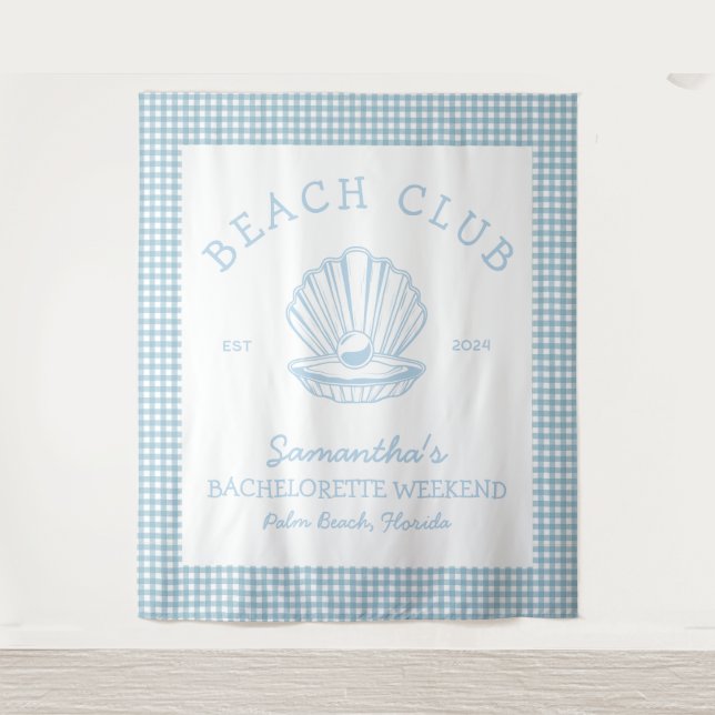 Coastal Bachelorette blue beach club Tapestry (Front)