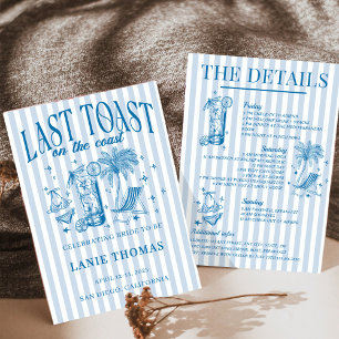 Coastal Bachelorette Cocktail Party Blue Invitation