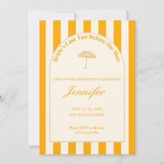 Coastal Bachelorette Invitation/Itinerary - Orange Invitation