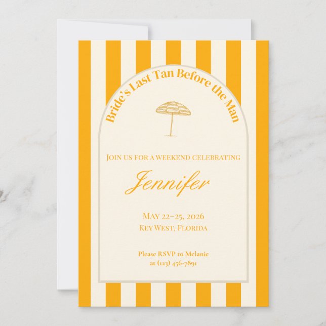 Coastal Bachelorette Invitation/Itinerary - Orange Invitation (Front)