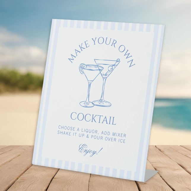 Coastal Bachelorette Make Your Own Cocktail Pedestal Sign (Creator Uploaded)