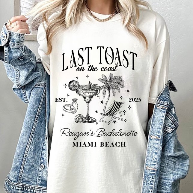 Coastal Bachelorette Modern Cocktail Party Black T-Shirt (Creator Uploaded)