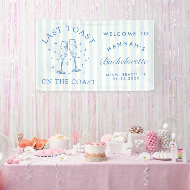 Coastal Bachelorette Modern Cocktail Party Blue Banner (Party)