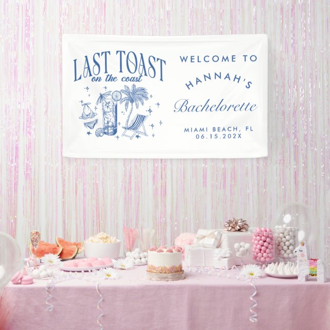 Coastal Bachelorette Modern Cocktail Party Blue Banner (Party)