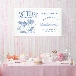 Coastal Bachelorette Modern Cocktail Party Blue Banner